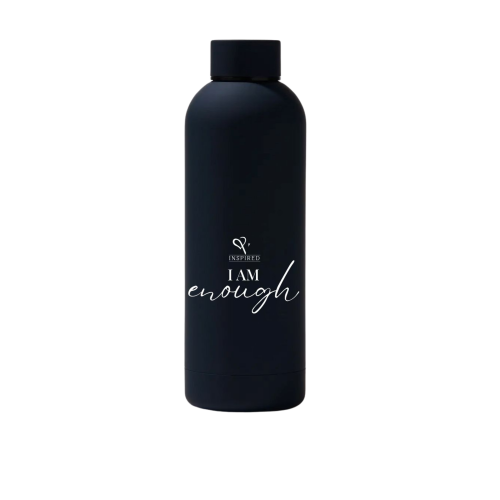 "I AM enough" Matte Black Water Bottle