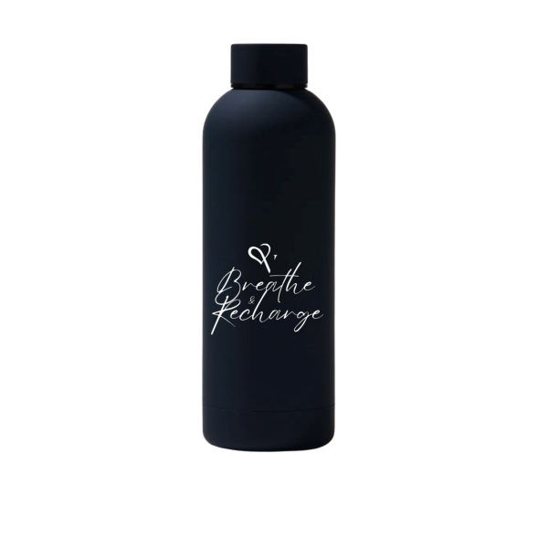 1 (3) "Breathe & Recharge" Matte Black Water Bottle