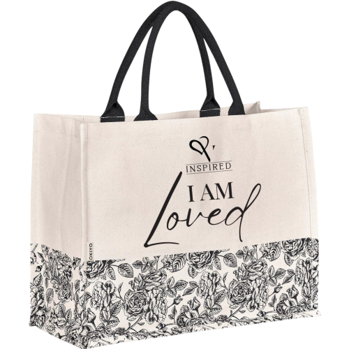 "I AM Loved" Botanical Canvas Tote Bag