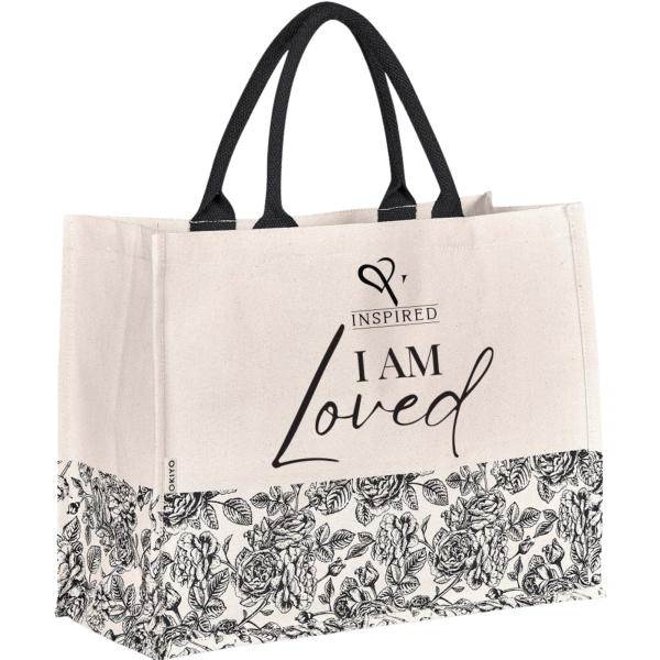 1 (5) "I AM Loved" Botanical Canvas Tote Bag