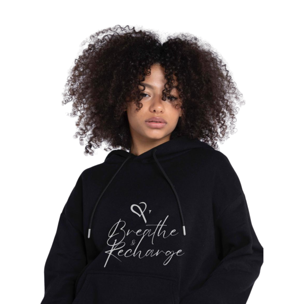 1 (8) "Breathe & Recharge" Black Hoodie