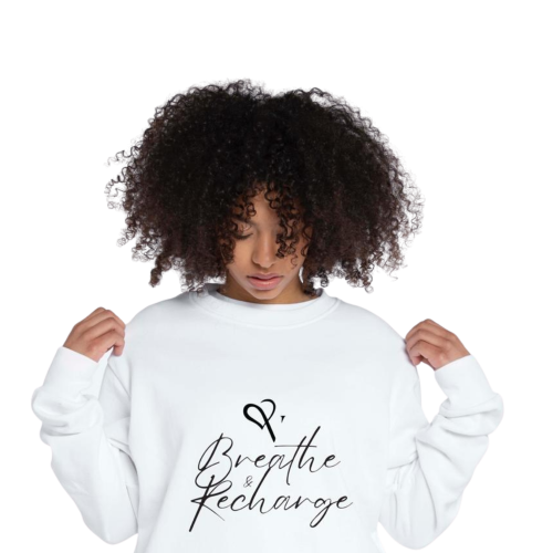 "Breathe & Recharge" White Sweater